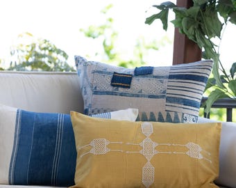 Rufia Khadi Embroidered Lumbar Pillow