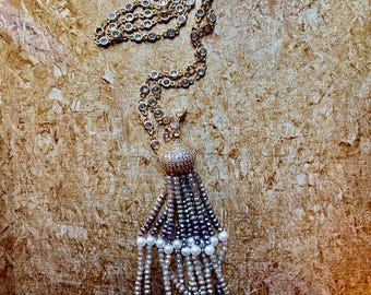 Crystal Chain Necklace with Tassel