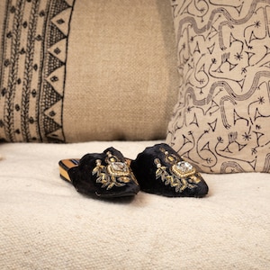 Velvet Black Babouche