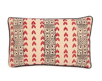 Zambia Charcoal/Cinnabar Petit Lumbar Pillow Cover