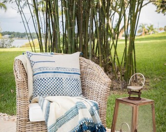 Vankar Shell and Blue Throw