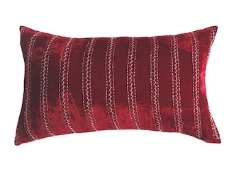 Lakhir Sangria Velvet Petit Lumbar Pillow Cover
