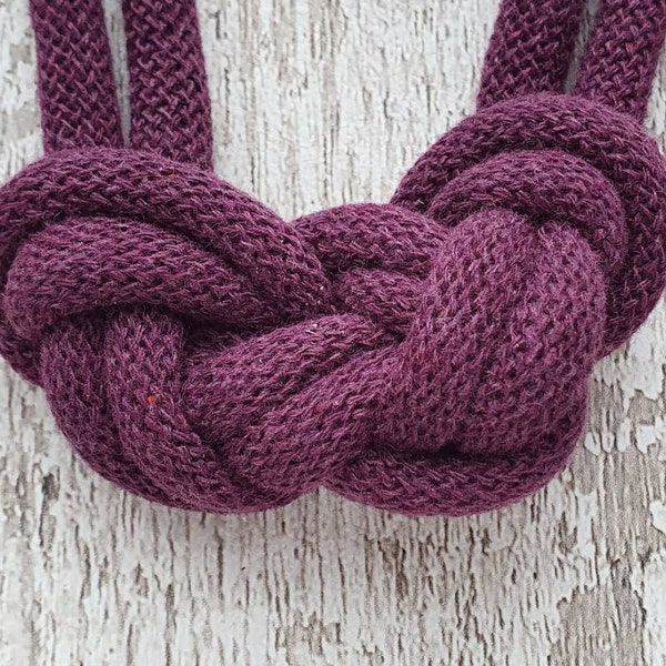 Blackberry coloured Maya style Knotted necklace