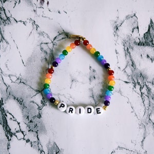 Pride Series: "PRIDE" -- Stretchy Bead Bracelet (customizable)