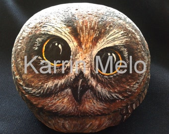 Painted rock/Painted Stone/Painted Owl/Garden Art/Yard decor/Home decor /Book end/Desk ornament/Gift ideas on Etsy
