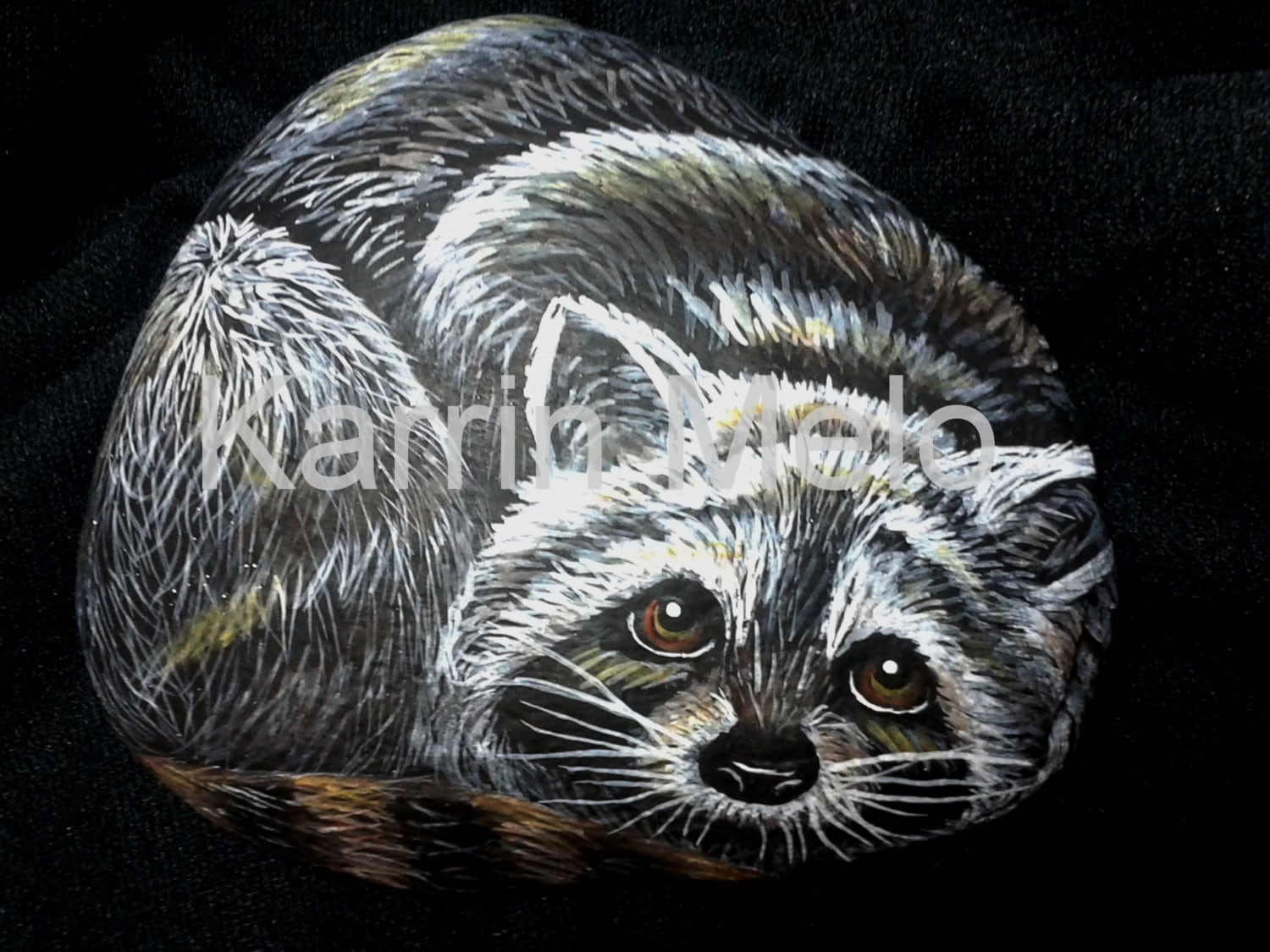 Hand Painted Stones/painted Rock/raccoons/animal Stone / Rock Etsy