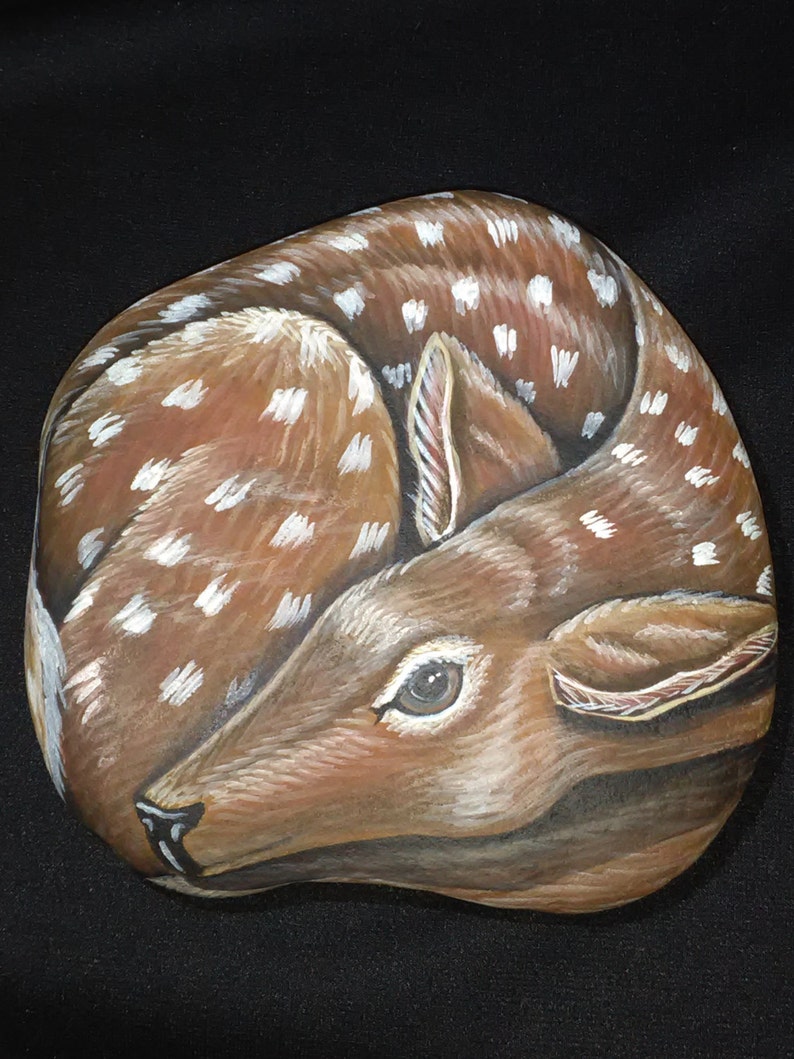 Painted Rock/Christmas/Deer/Painted Stone/Garden Art/Garden Stone/ Home Decor/Doe/Animal Paintings on Etsy image 3