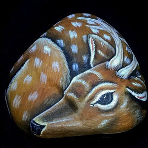 Painted Rock/Christmas/Deer/Painted Stone/Garden Art/Garden Stone/ Home Decor/Doe/Animal Paintings on Etsy image 4