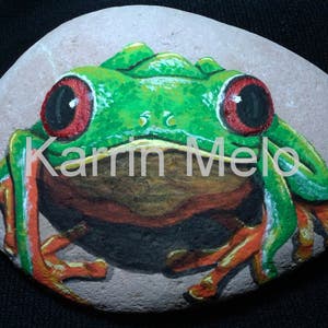 Painted Rock/Frogs/Painted Animal Stones/Acrylics/Paper Weights/Home Decor/Garden stones/Garden ornaments/Painted FrogsGreat Gifts on Etsy image 2
