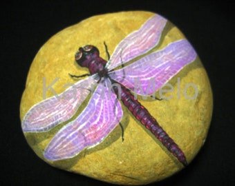 Dragon Fly, Hand Painted, River Stone, Garden Stone, Garden Rock, Garden Art, Painted Stone, Home Decor, Paper Weight, Gift Ideas,