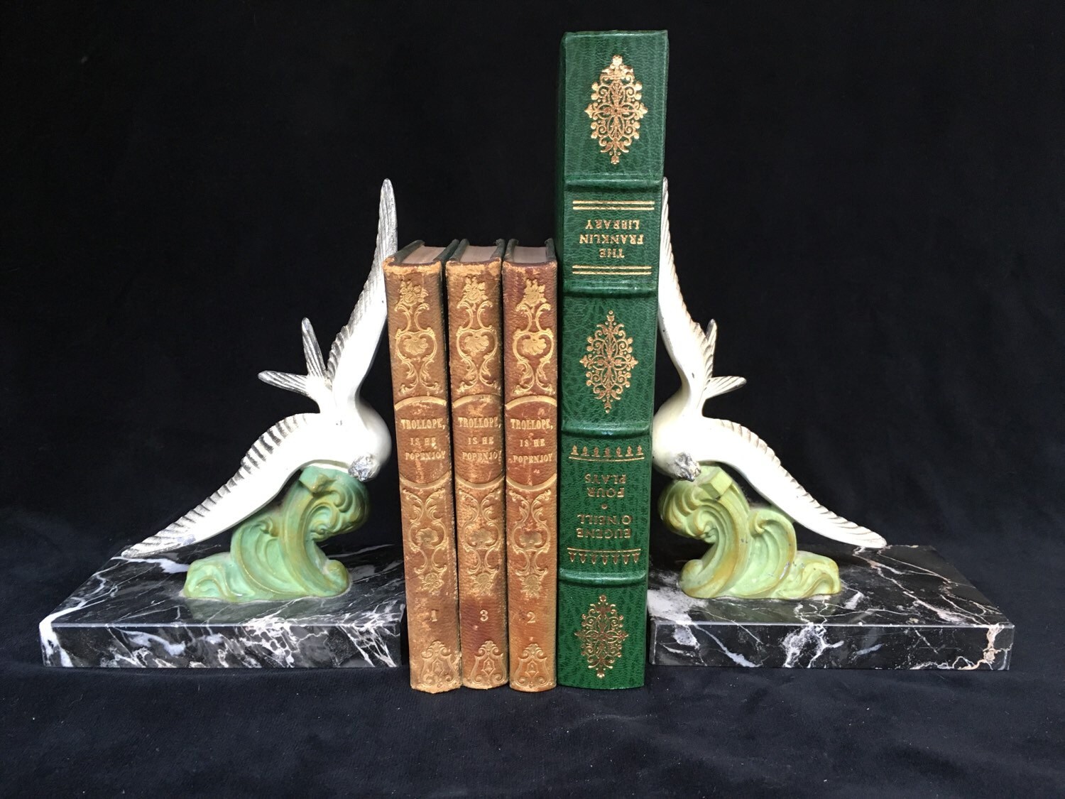 Original Art déco serrelivres avec marble base avec mouette Etsy