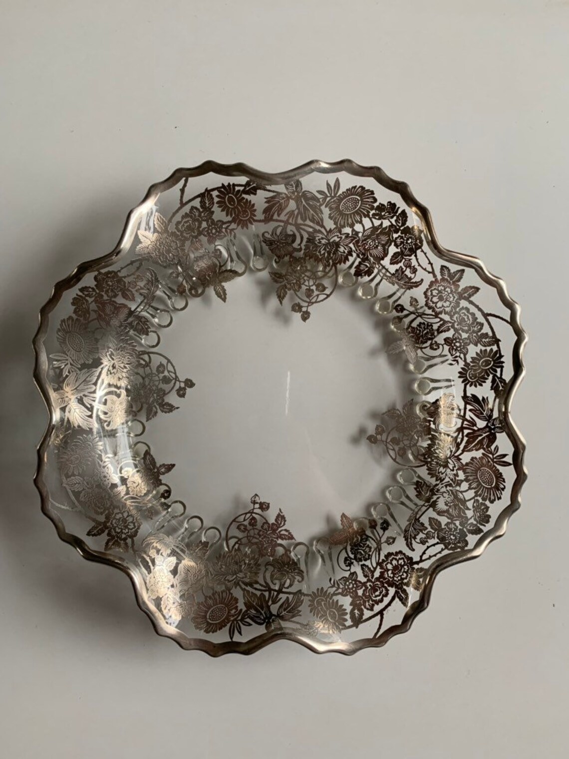 Crystal Plate With Silver Decoration Etsy