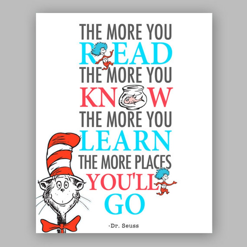 Printable Dr Seuss Quote Cat in the Hat Nursery Quote the More That You