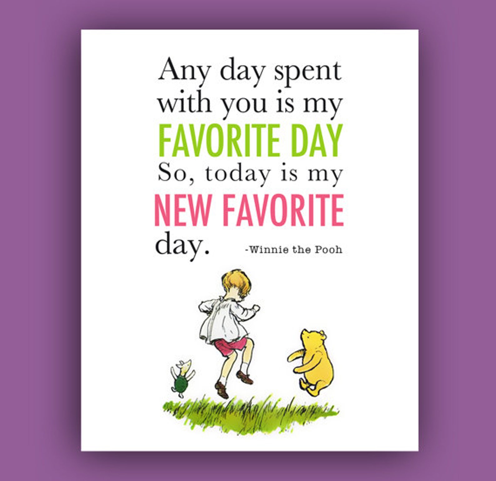 Printable Winnie The Pooh Wall Quote 8x10 Today is my new | Etsy