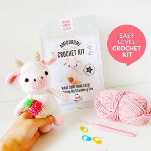 Easy DIY Crochet Kit, Amigurumi Cow, Amigurumi Kit, Learn To Crochet Kit, DIY Craft Kit Gift, Crochet Cow Plushie Kit, Crochet Xmas Gift Set