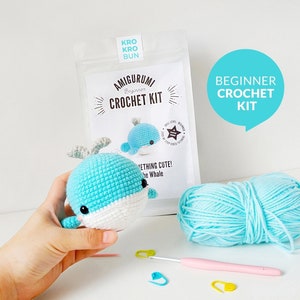 Beginner Crochet Kit Whale, DIY Crochet Kit, Easy Crochet Starter Kit, Amigurumi Kit, Amigurumi Whale, DIY Craft Kit, Crochet Gift Set