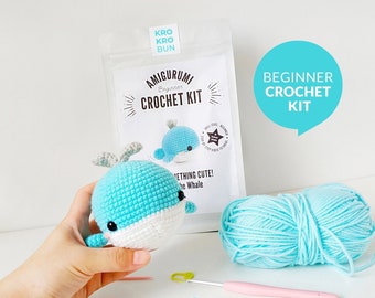 Beginner Crochet Kit Whale, DIY Crochet Kit, Easy Crochet Starter Kit, Amigurumi Kit, Amigurumi Whale, DIY Craft Kit, Crochet Gift Set