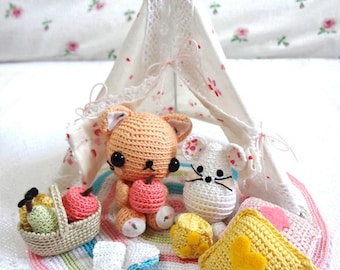 Cat Amigurumi Pattern, Amigurumi Crochet Pattern, Crochet Cat Pattern, Crochet Playset, Crochet Animal Pattern, Amigurumi Cat Pattern