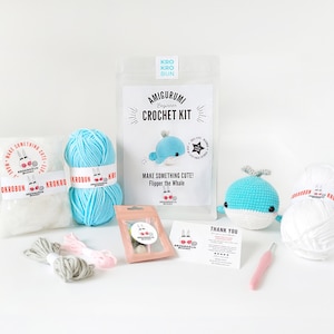 Beginner Crochet Kit Whale, DIY Crochet Kit, Easy Crochet Starter Kit, Amigurumi Kit, Amigurumi Whale, DIY Craft Kit, Crochet Gift Set image 4