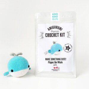 Beginner Crochet Kit Whale, DIY Crochet Kit, Easy Crochet Starter Kit, Amigurumi Kit, Amigurumi Whale, DIY Craft Kit, Crochet Gift Set image 2