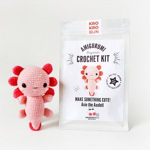 Beginner Crochet Kit Amigurumi Axolotl, DIY Crochet Kit, Easy First Starter Crochet Kit, Amigurumi Kit, Crochet Gifts, Crochet Axolotl image 2