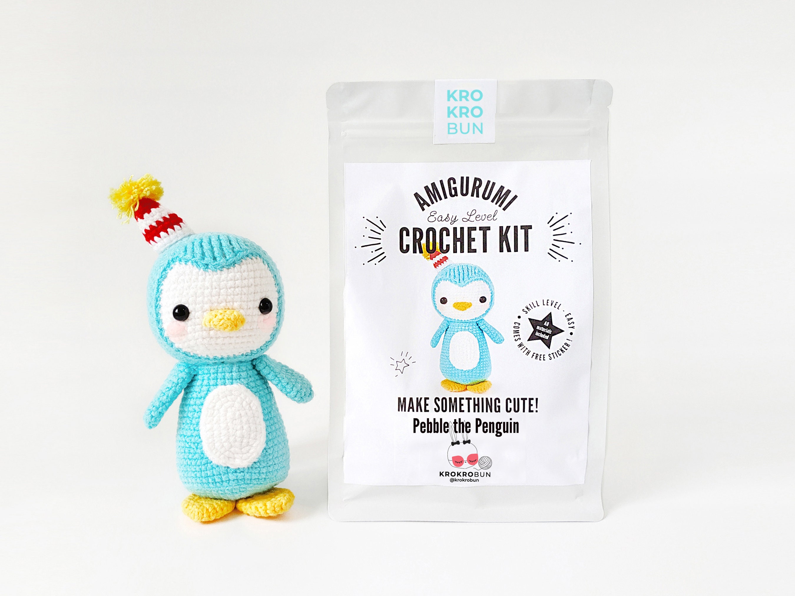 Easy DIY Crochet Kit, Amigurumi Penguin, Learn How to Crochet, DIY Craft Kit Gift, Crochet