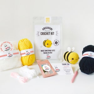 Beginner Crochet Kit Amigurumi Bee, Learn How to Crochet Kit, Easy Crochet Starter Kit, Amigurumi Kit, DIY Craft Kit Gift, Crochet Bee Kit image 4