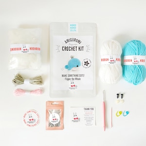 Beginner Crochet Kit Whale, DIY Crochet Kit, Easy Crochet Starter Kit, Amigurumi Kit, Amigurumi Whale, DIY Craft Kit, Crochet Gift Set image 5