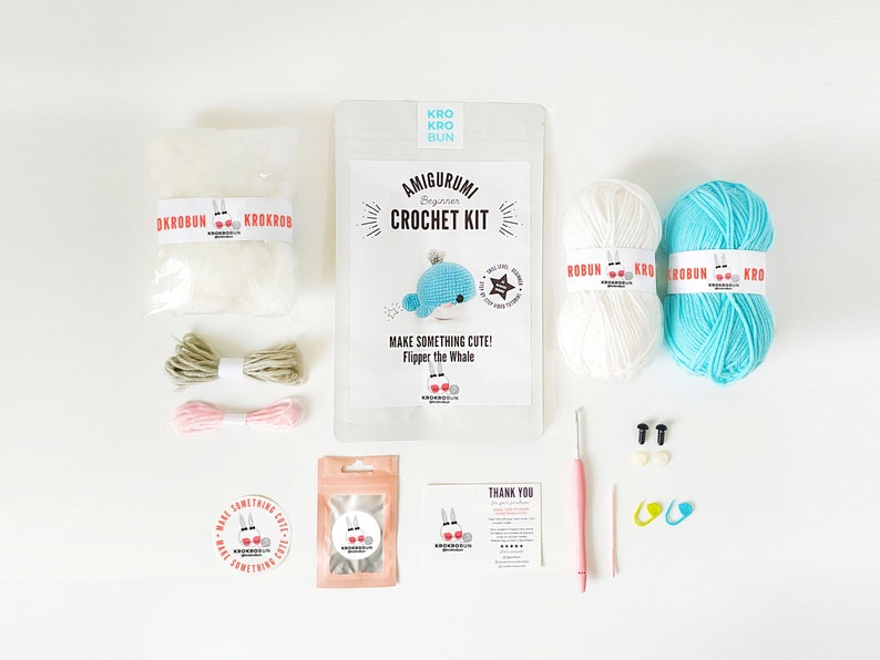 Beginner Crochet Kit Whale, DIY Crochet Kit, Easy Crochet Starter Kit, Amigurumi Kit, Amigurumi Whale, DIY Craft Kit, Crochet Gift Set image 5