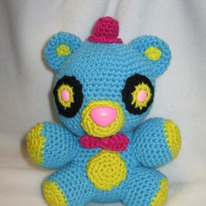 Colorful Freddy Fazbear plush Amigurumi - turquoise and yellow