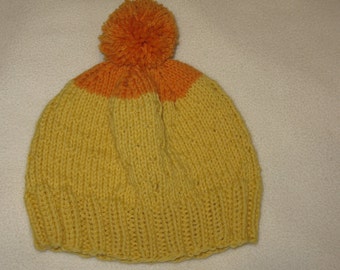 Knit Wool Beanie - Orange and Yellow - medium (toddler - small child)