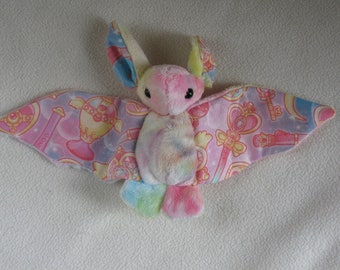 Tye Dye and Magical Girl Bat Beanie Plush handmade