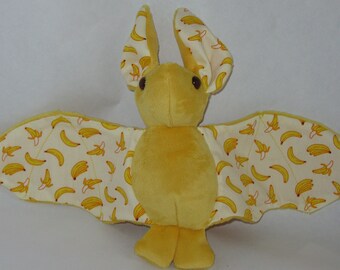 Flughund Plüsch - Gelbe Banane Fledermaus Mit Braunen Augen