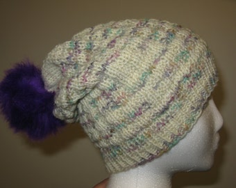 100% Wool Knit Hat - waffle texture