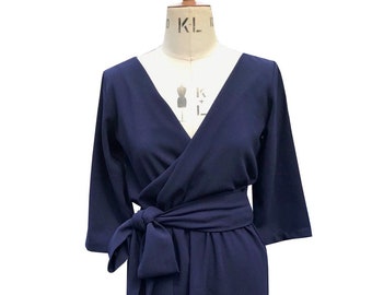 Baylis & Knight Navy Blue Wrap Pencil Dress Wedding Guest