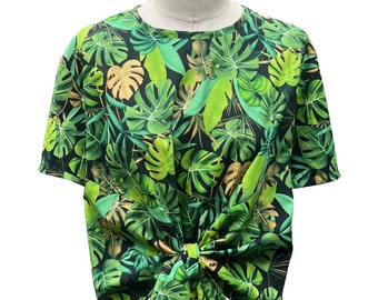 tropical cotton  print short sleeved tie front top Baylis ans Knight