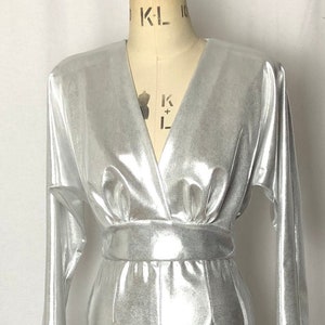 Baylis &Knight Silver long sleeve 80s style Dynasty Dress