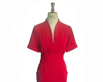 Baylis & Knight Red short sleeved  Pocket pencil Dress wedding guest