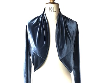 Navy velvet bolero shop