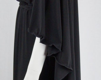 Baylis & Knight Black CAPE BACK Maxi Overlay Dress Elegant Long Studio 54 Formal Gown Relaxed 70's Chic