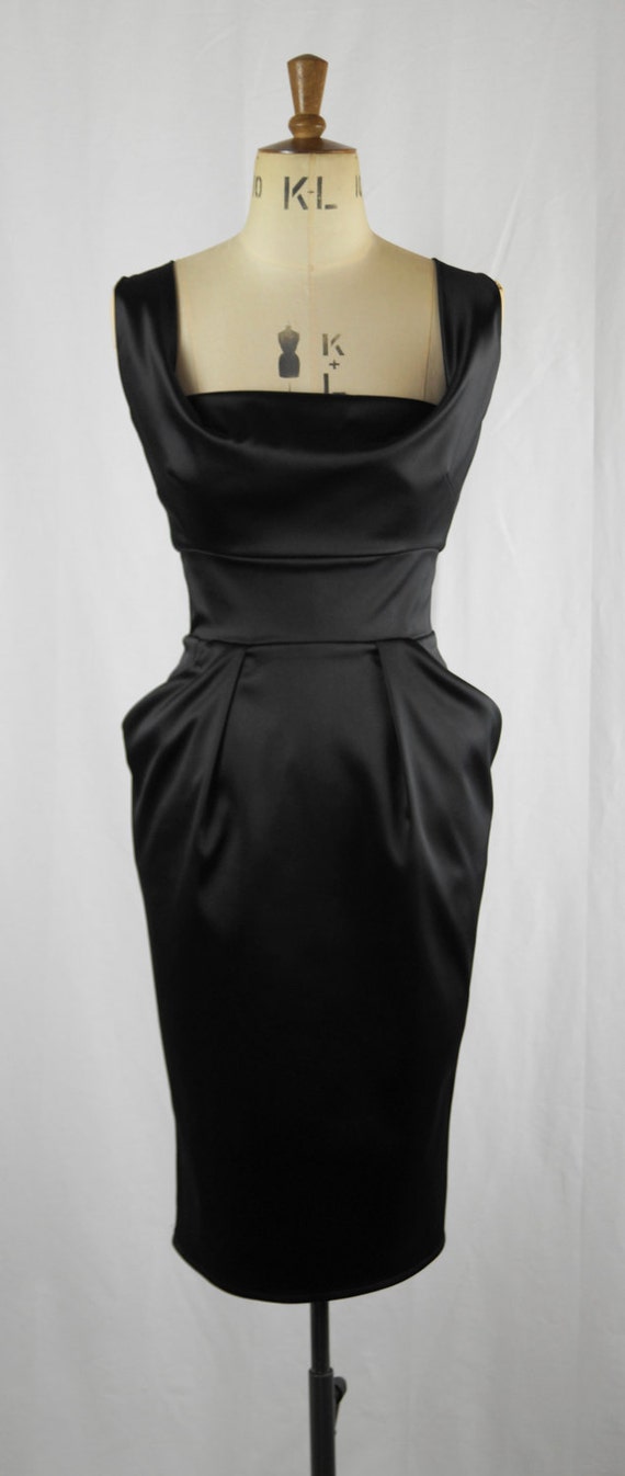 black satin wiggle dress