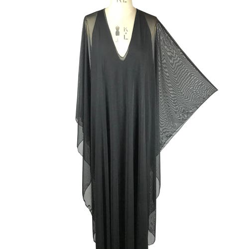 Baylis & Knight Sheer Black Plunge Maxi Studio 54 Dress - Etsy