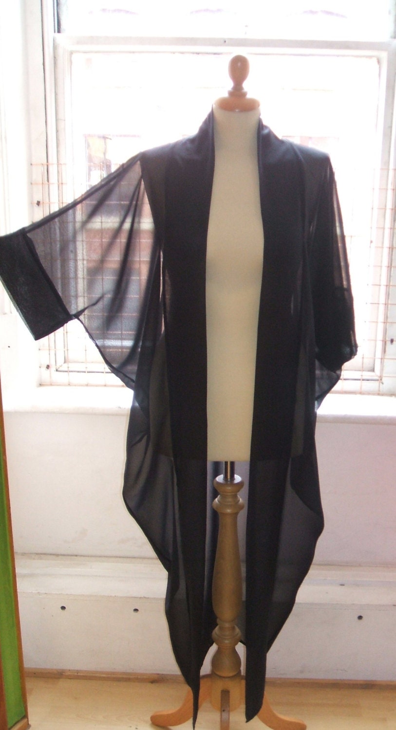 Baylis & Knight Black Chiffon LONG Maxi KIMONO Jacket Oversize - Etsy UK