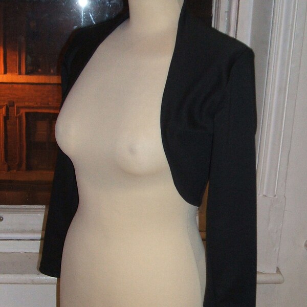 Baylis & Knight Black Ponte Cropped Bolero Long Sleeved  Cardigan Wrap Stole Shrug