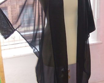 Baylis & Knight noir mousseline kimono oversize veste rétro boho festival cruise 