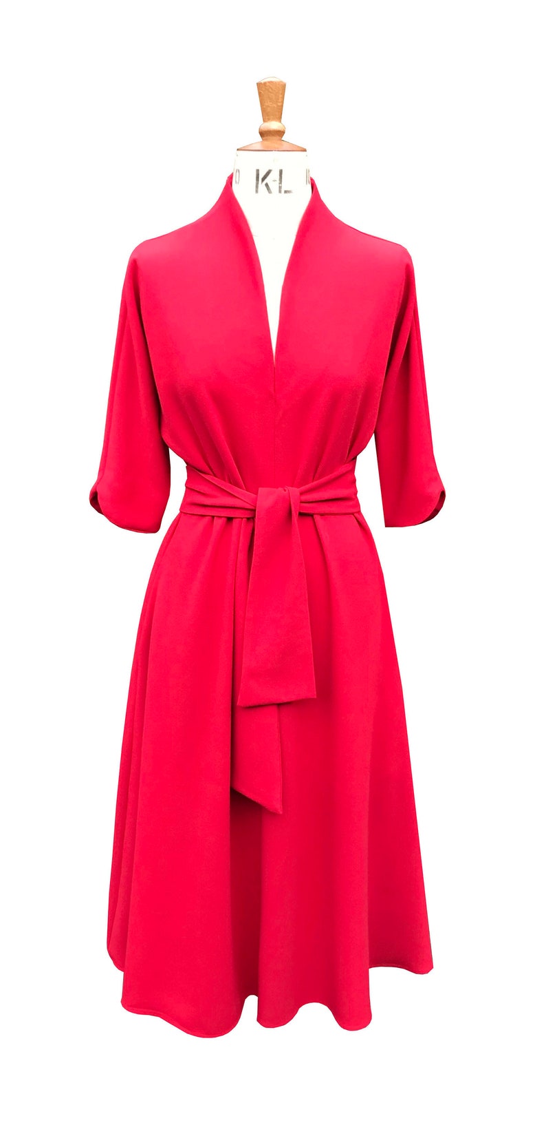 Baylis Knight Red Grace Kelly Fit And Flare Pocket Dress Etsy