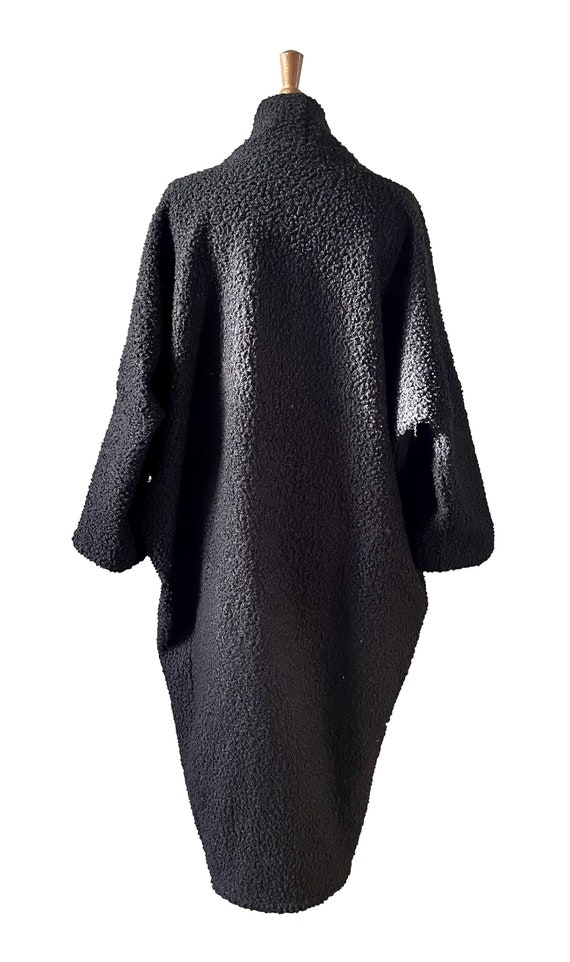 Zwarte oversized teddyboucle stofjas met zakken Baylis en Knight Etsy Nederland
