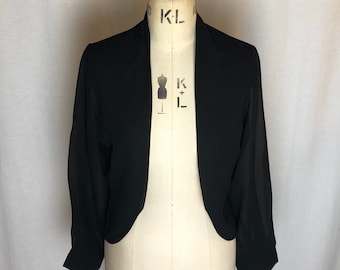 Baylis & Knight Black Longer CHIFFON Sheer Long Sleeved Bolero Cardigan Jacket.