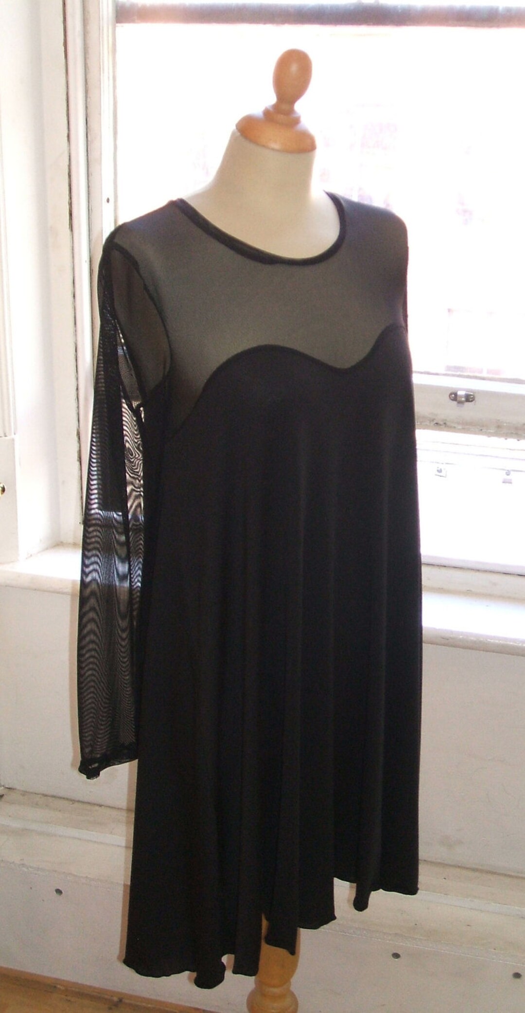 Baylis & Knight Black Sheer Sleeve SWEETHEART SWING Dress Elegant Adele ...