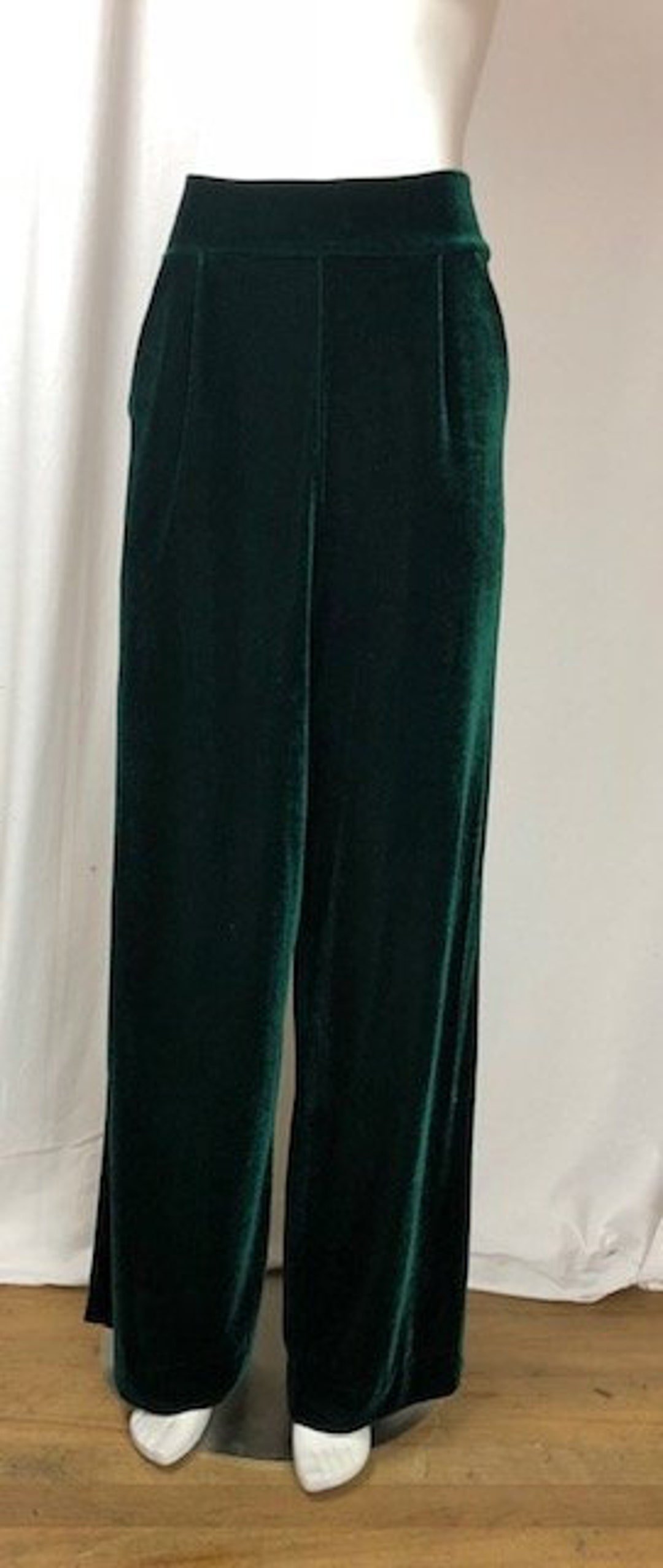 Pantalon large en velours - Vert